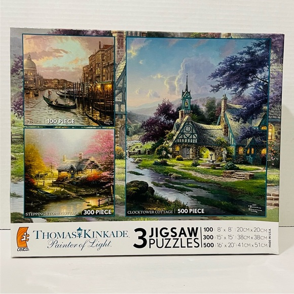 Toys | Thomas Kinkade Painter Of Light 3 In 1 Jigsaw Puzzle Factory ...
